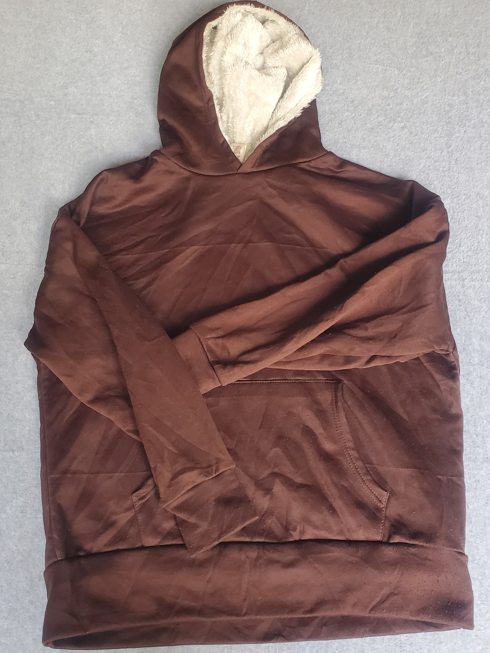 Men's Brown Hooded Sherpa-Lined Pullover